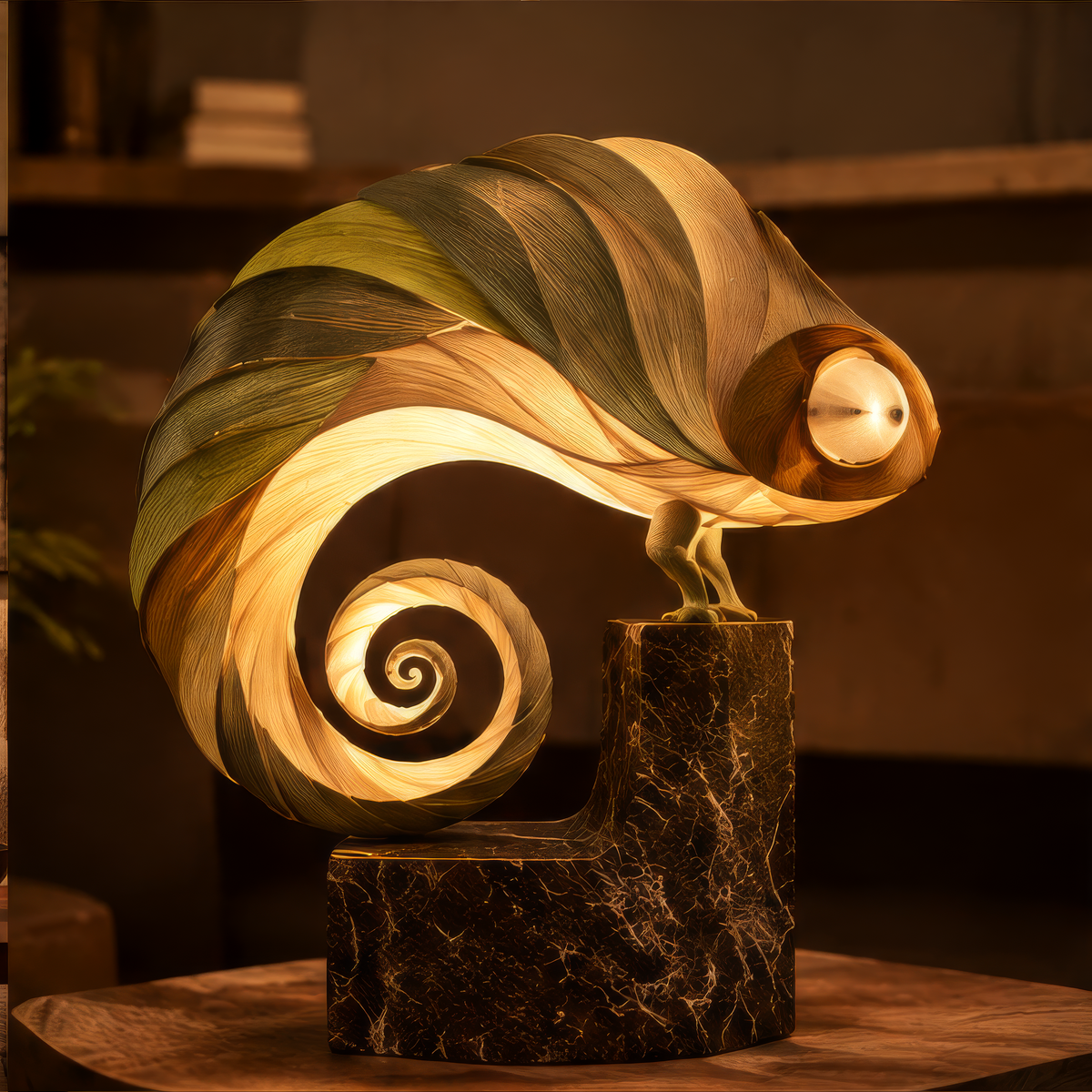 Sculptural Chameleon Table Lamp – Warm Ambient Art Light