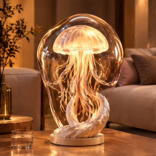Jellyfish Glass Lamp – Handcrafted 7-Color Ambient Night Light