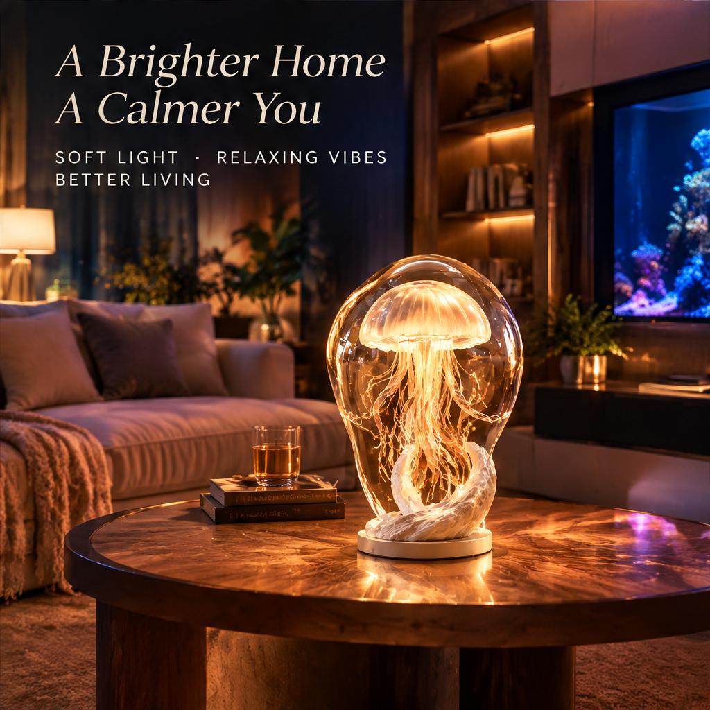 Jellyfish Glass Lamp – Handcrafted 7-Color Ambient Night Light