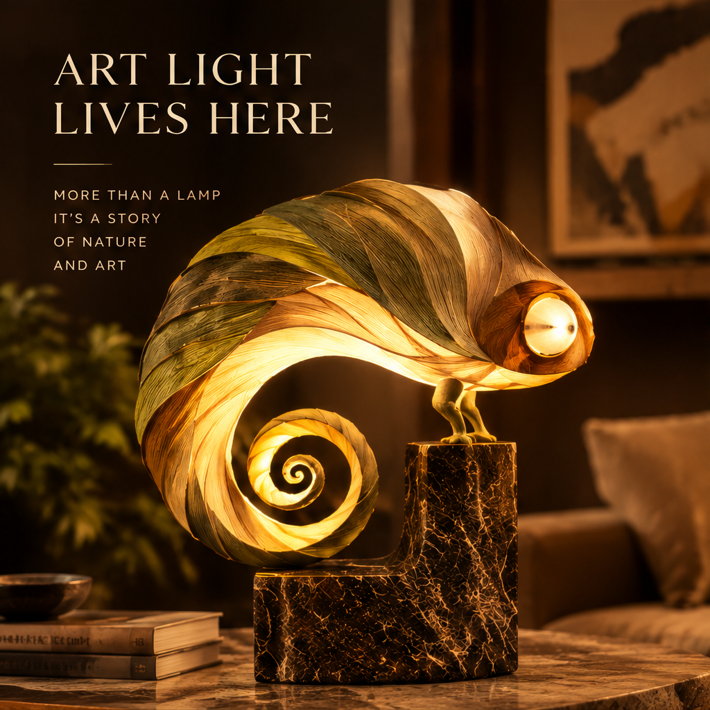 Sculptural Chameleon Table Lamp – Warm Ambient Art Light