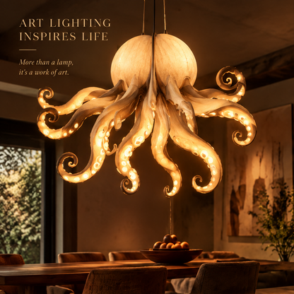 Sculptural Octopus Chandelier – Warm Ambient Pendant Light