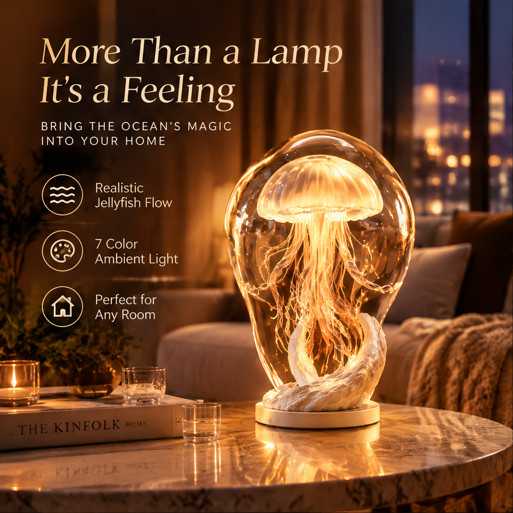 Jellyfish Glass Lamp – Handcrafted 7-Color Ambient Night Light