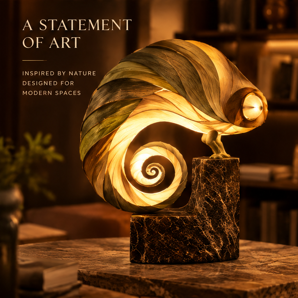 Sculptural Chameleon Table Lamp – Warm Ambient Art Light