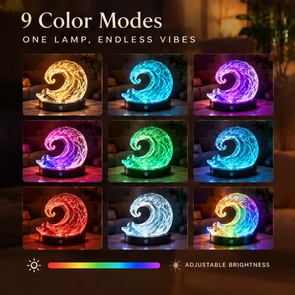 Ocean Wave Acrylic Lamp – 9-Color Touch Control Night Light