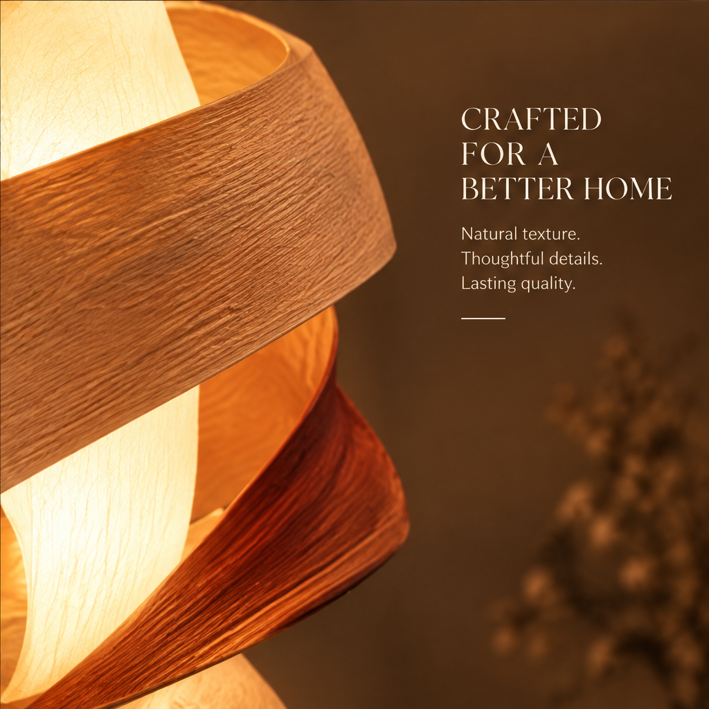 Spiral Wood Veneer Pendant Lamp – Sculptural Twist Ceiling Light