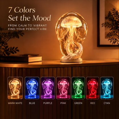 Jellyfish Glass Lamp – Handcrafted 7-Color Ambient Night Light