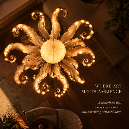 Sculptural Octopus Chandelier – Warm Ambient Pendant Light